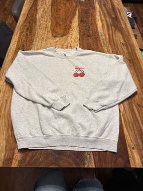 Talulah Grey Love You More Cherry Bow Graphic Sweatshirt coquette